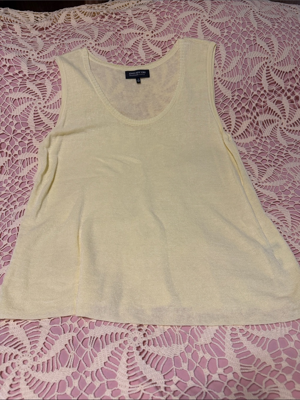 Jones New York Pale Yellow Knit Tank Top